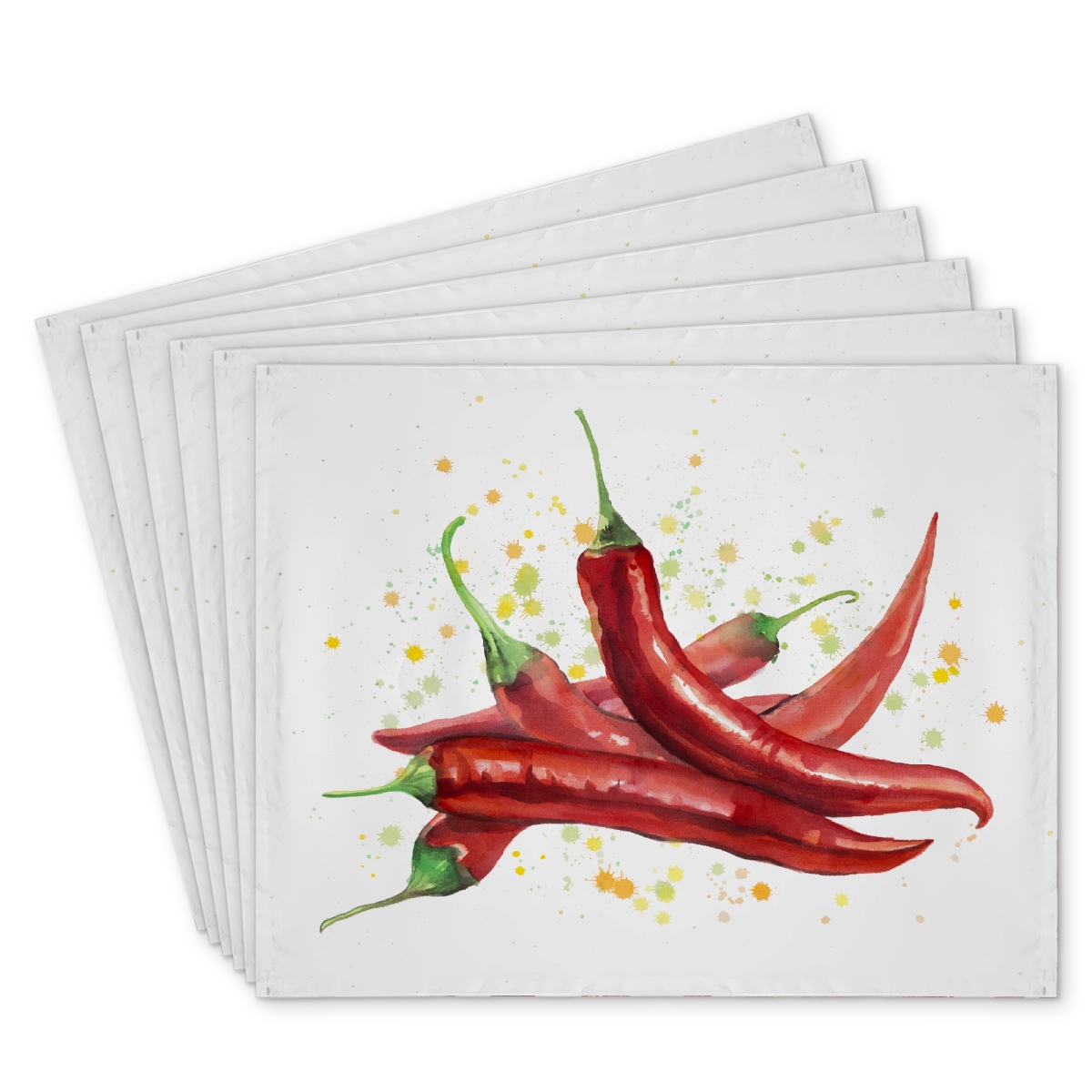 Picture of Begin Home Decor C6PP14189VGXNH 14 x 18 in. Red Hot Peppers Polyester Placemat - Vibrant Home Decor - Set of 6