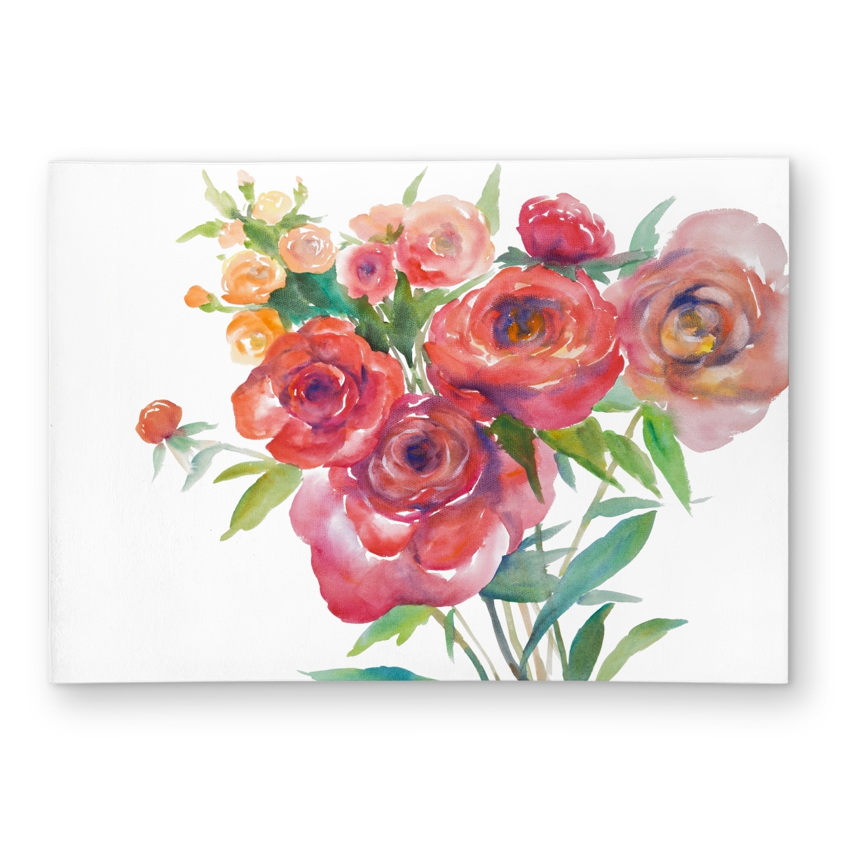 C1ROAR57P4WB02 5 x 7 ft. Watercolor Bouquet of Flowers - Botanical Red Outdoor Rug - Rectangle