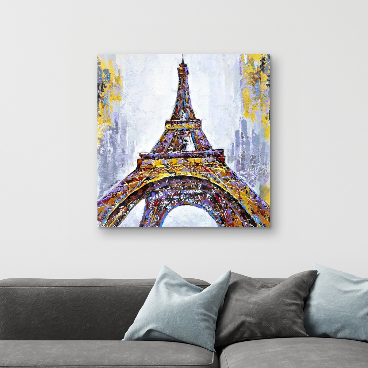 C1RC3232ZCI862 32 x 32 in. Abstract Paint Splash Eiffel Tower - Contemporary Canvas Decor