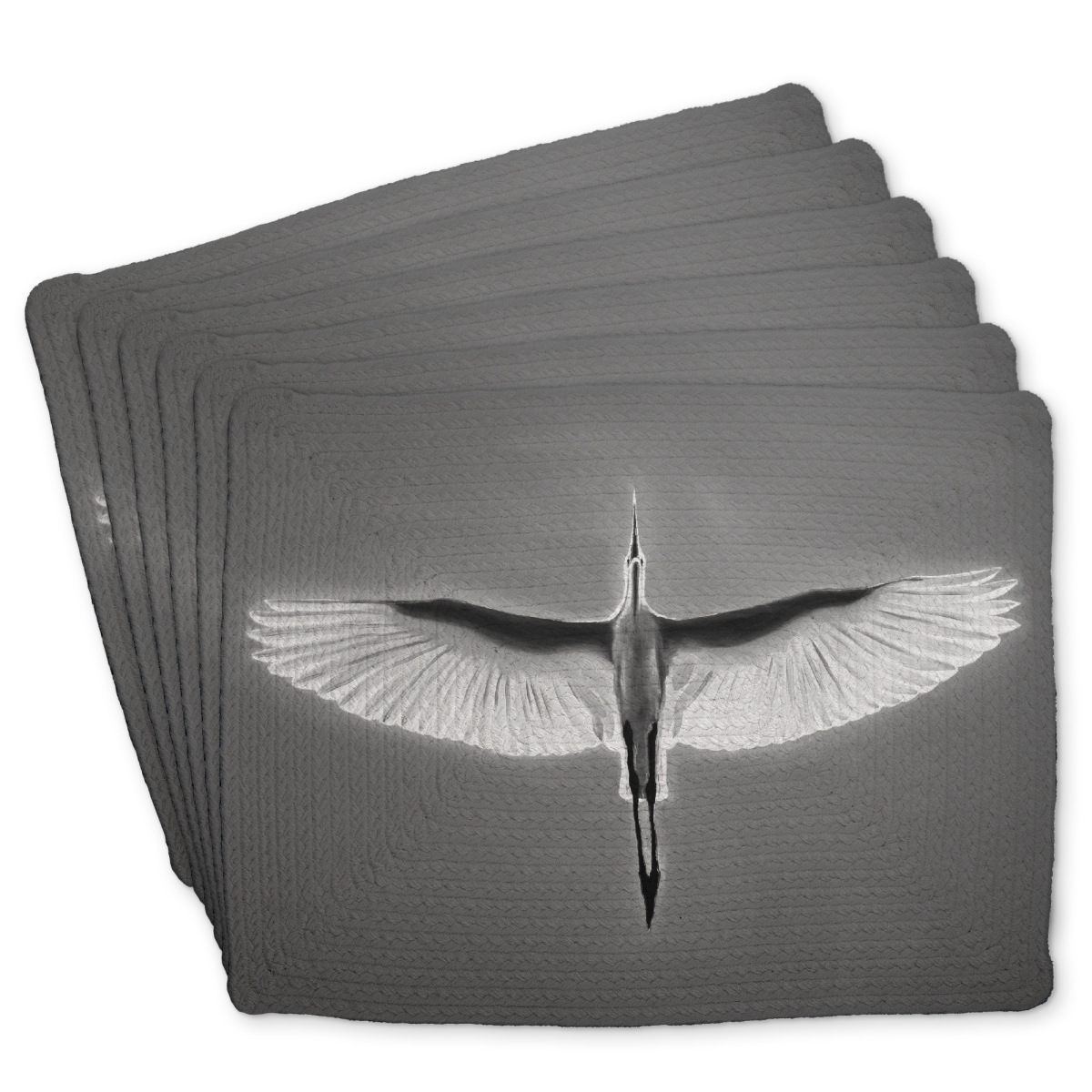 Picture of Begin Home Decor C6BP1418H4HJLW 14 x 18 in. Great Blue Heron in Flight Placemat - Braided Polyester Decor - Set of 6