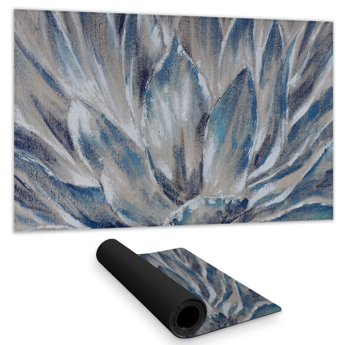 C1DM1424F6PTS8 14 x 24 in. Blue & Gray Flower Gaming Mat - Floral Bedroom Decor