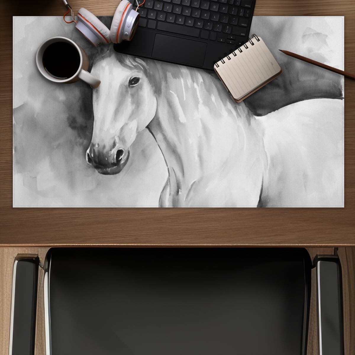 C1DM1424TBH6K1 14 x 24 in. Domino Horse - Gray Horse Gaming Mat for Home Decor