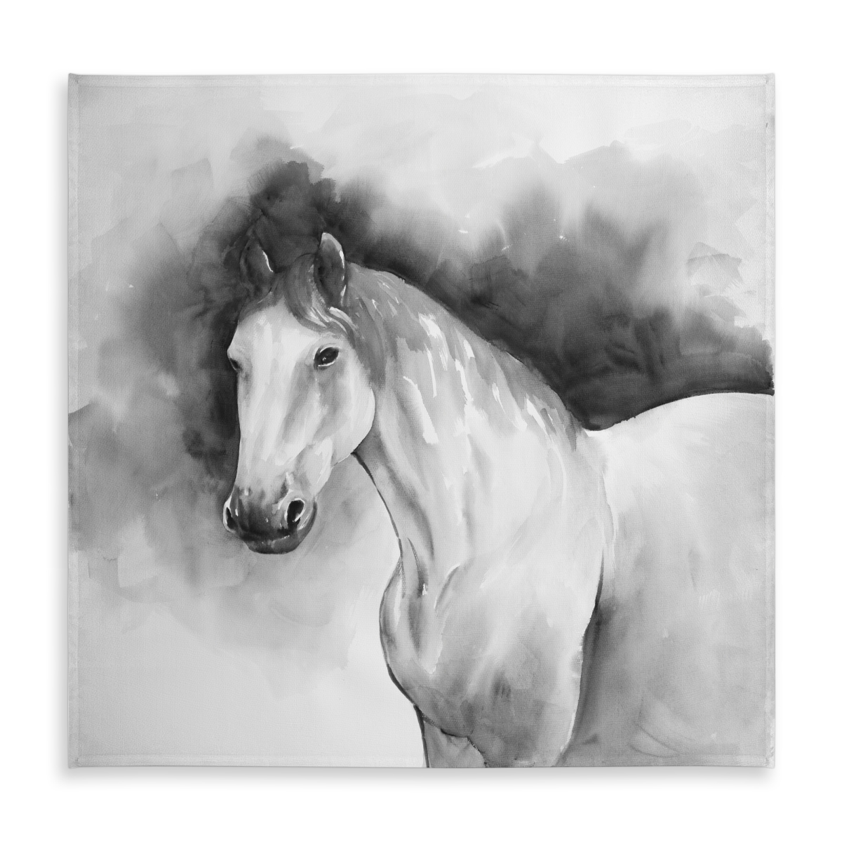 Picture of Begin Home Decor C1TC5858EUFFGN 58 x 58 in. Domino Horse White Monochrome Tablecloth - Indoor Outdoor Decor