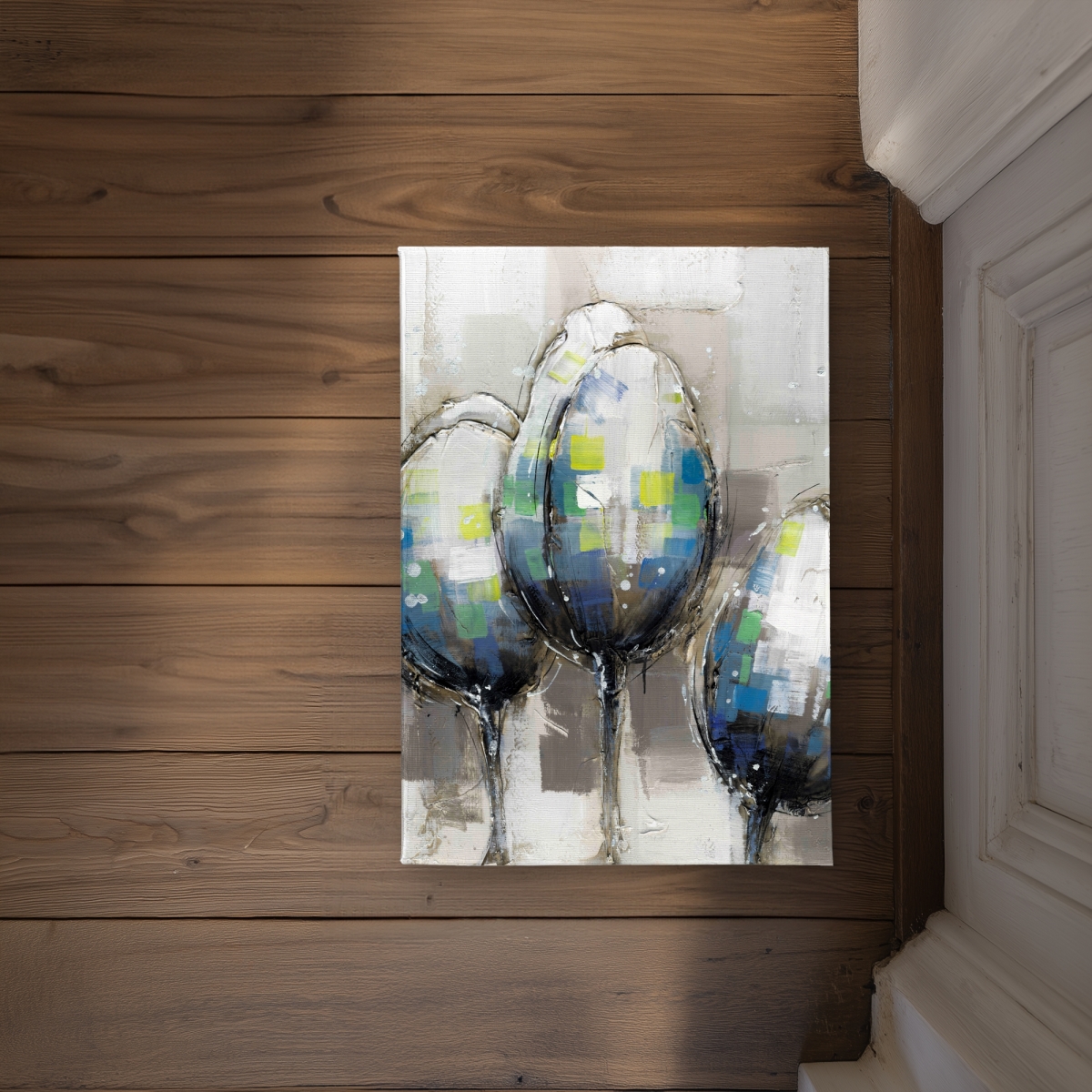 CODM1724DXDTYS 17 x 24 in. Three Abstract Tulips Door Mat - Beige Floral Home Decor