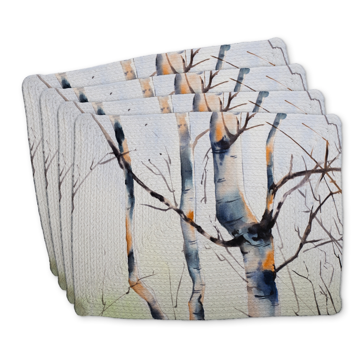 Picture of Begin Home Decor C4BP1418E0QY5Z 14 x 18 in. Three Small Birch Trees - Braided Polyester Placemat - Decor - Set of 4