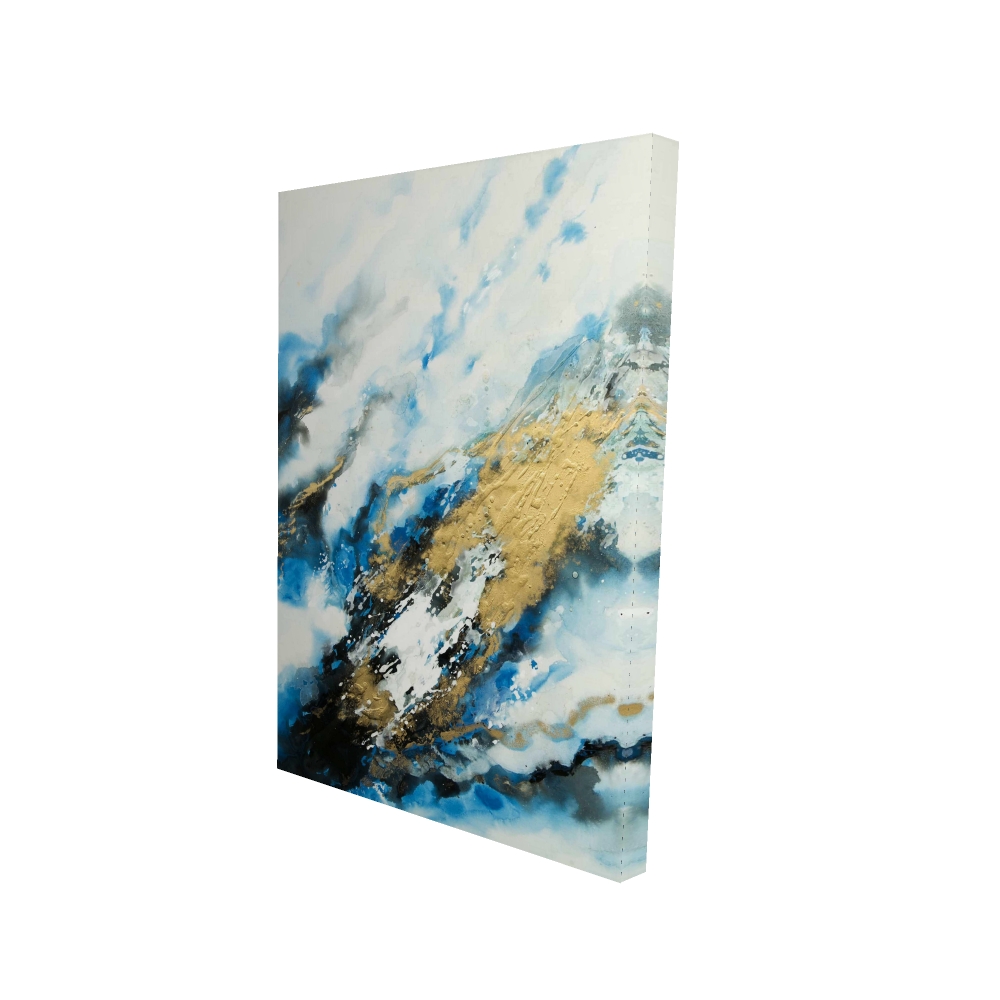 2080-3624-AB63 24 x 36 in. Blue & Gold Marble - Gold Abstract Canvas for Home Decor