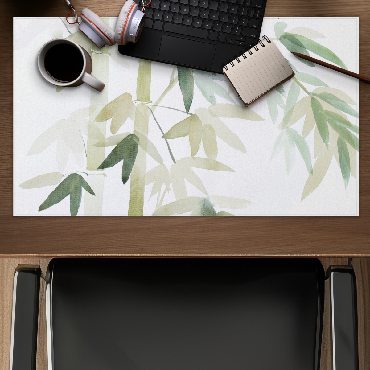 C1DM14249JCEP3 14 x 24 in. Watercolor Bamboo Leaves Gaming Mat - Green Office Decor