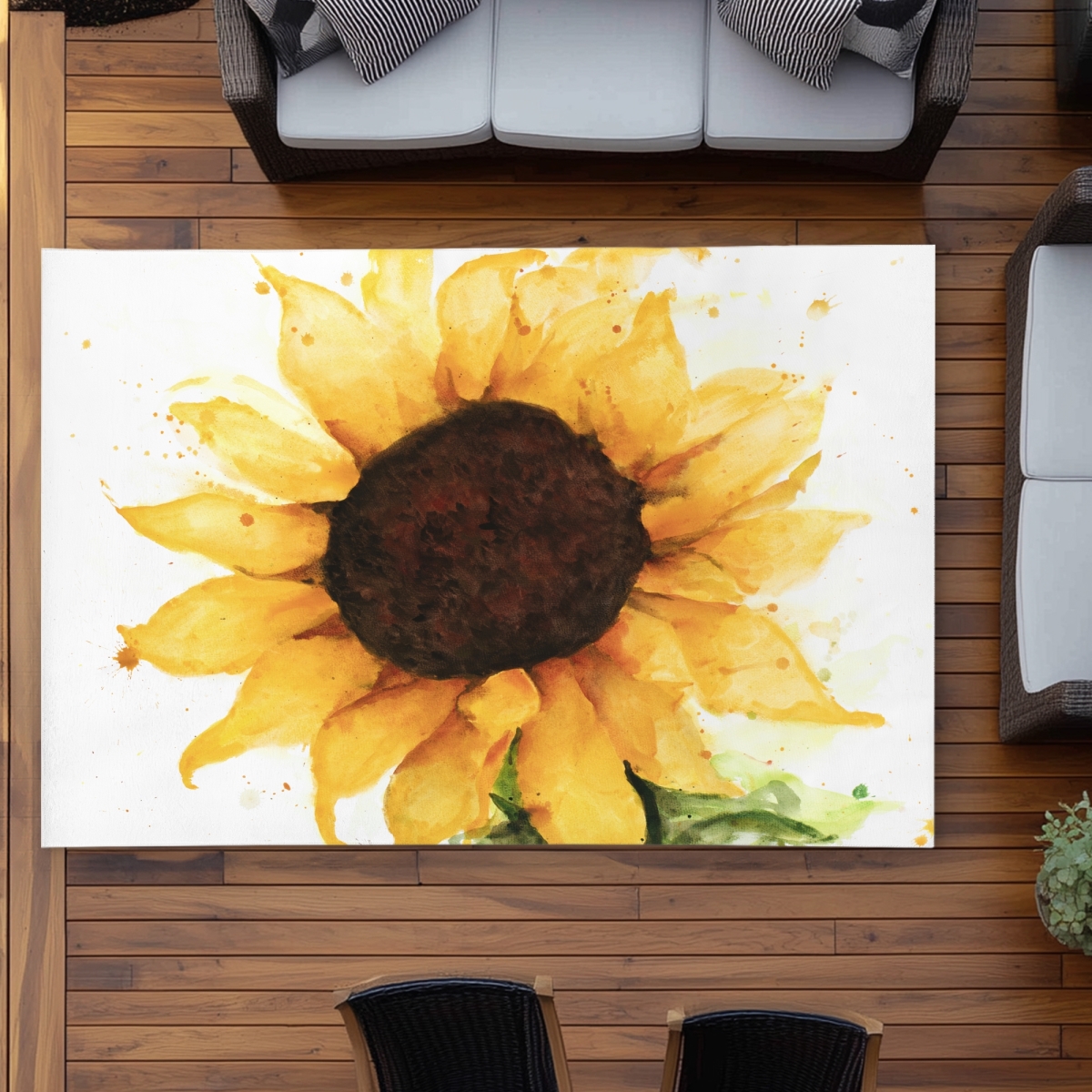C1ROAR57EA0S84 5 x 7 ft. Sunflower Rustic Flowers Outdoor Area Rug for Home Decor - Rectangle