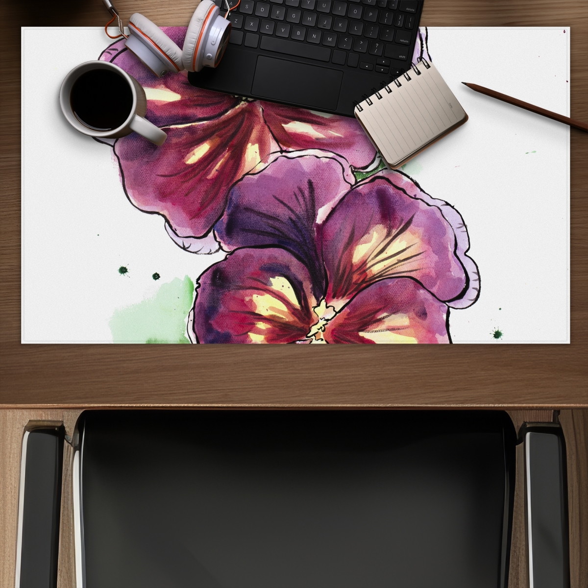 C1DM1424DLXLDB 14 x 24 in. Two Blossoming Orchid Wavy Petals Gaming Mat - Home Decor