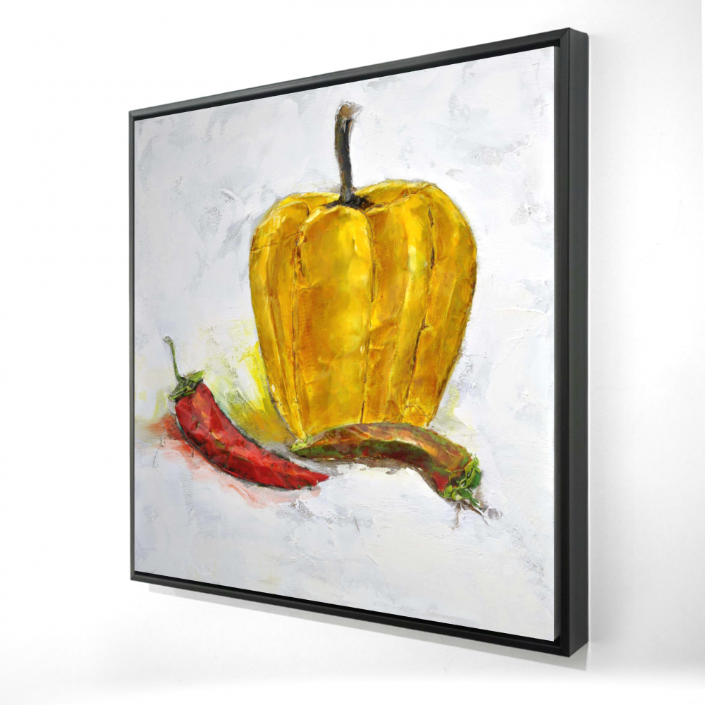 2081-3636-GA2 36 x 36 in. Peppers Red Kitchen Framed Canvas - Home Decor Art Print
