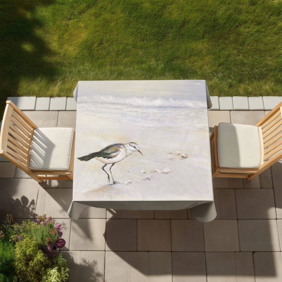 Picture of Begin Home Decor C1TC5858YKE1I2 58 x 58 in. Semipalmated Sandpiper Tablecloth - Bedroom Marine Decor