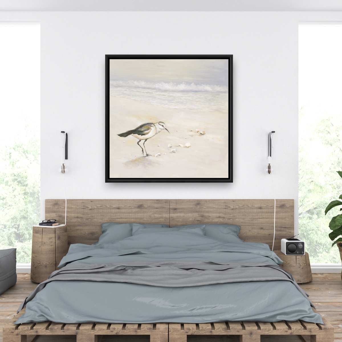 C1FC3636BZIGYJ 36 x 36 in. Semipalmated Sandpiper on the Beach - Bird Bathroom Canvas