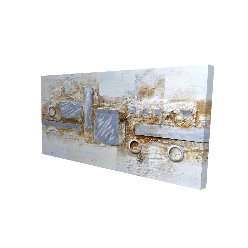 2080-2448-AB1 24 x 48 in. Abstract Circles & Squares Canvas - Metal Finish Office Decor