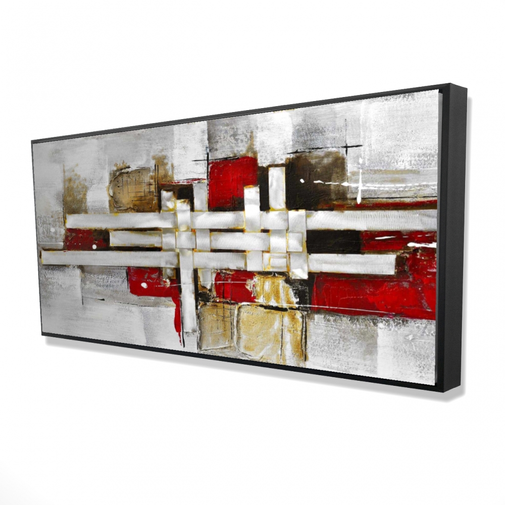 2081-2448-AB4 24 x 48 in. Abstract Intertwining Shapes - Modern Framed Canvas Art