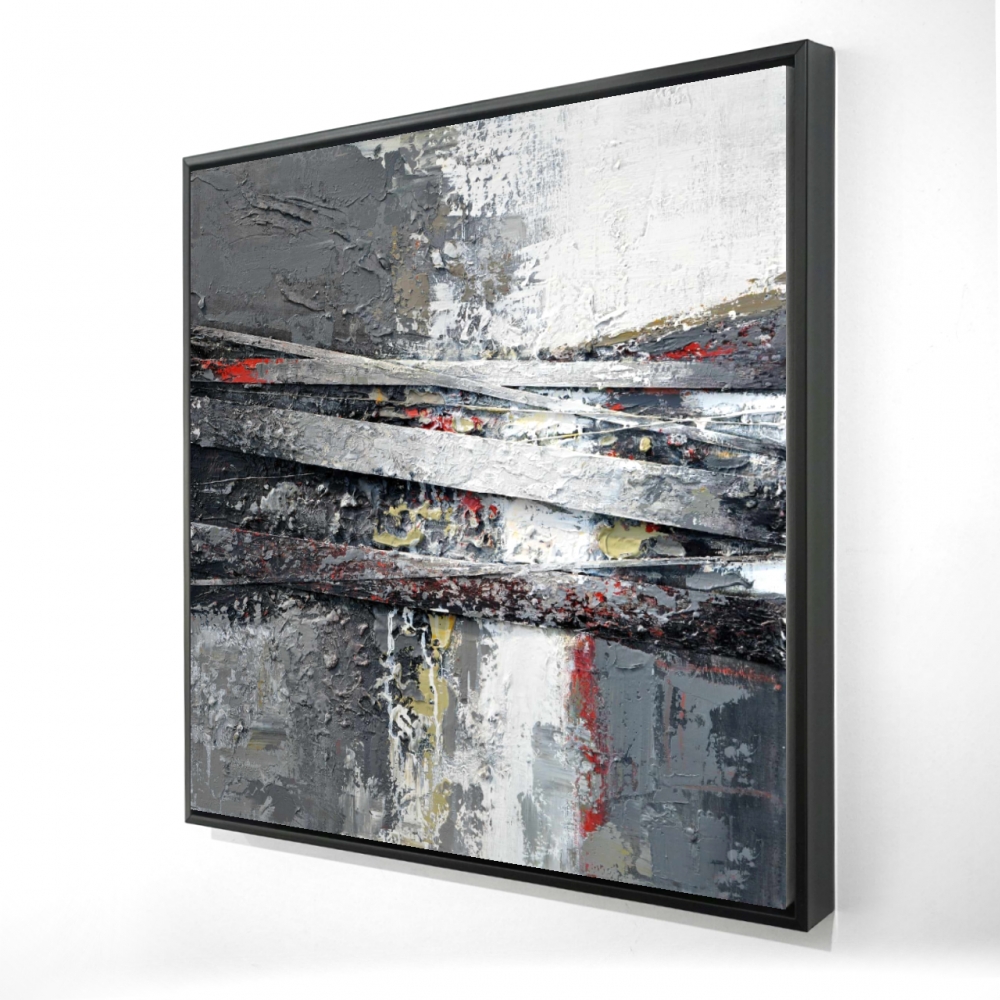 2081-3636-AB5 36 x 36 in. Industrial & Texturized Abstract Stripes Beige Canvas Art