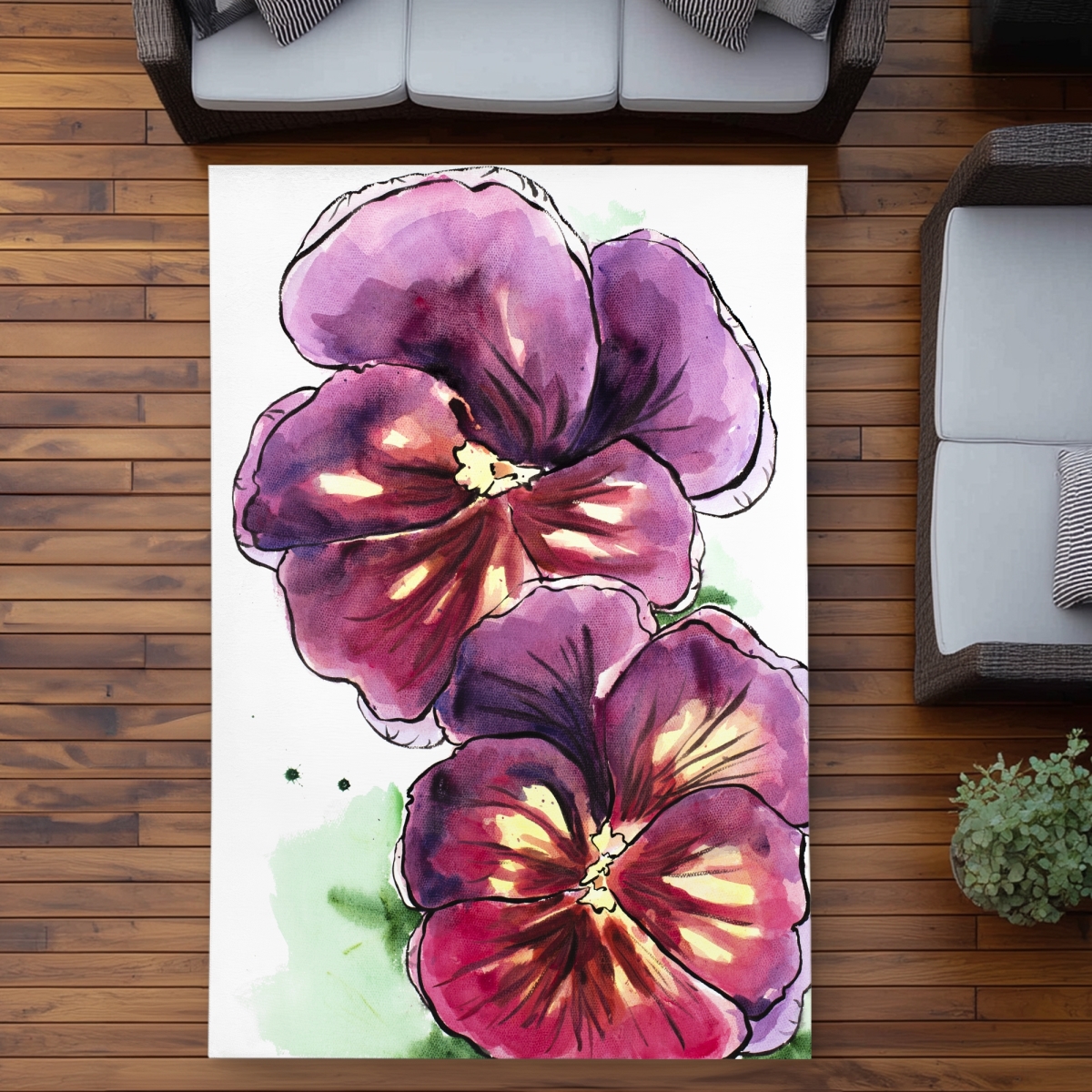 C1ROAR57G70Y2N 5 x 7 ft. Two Blossoming Orchid Outdoor Area Rug - Floral Home Decor - Rectangle