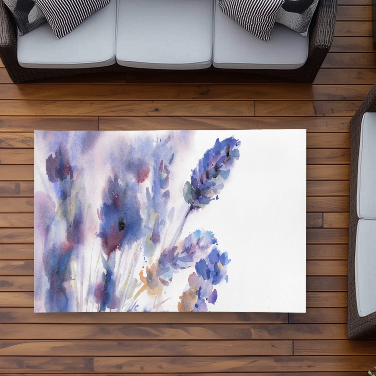 C1ROAR35ZC331S 3 x 5 ft. Watercolor Lavender Flowers Rug - Purple Outdoor Home Decor - Rectangle