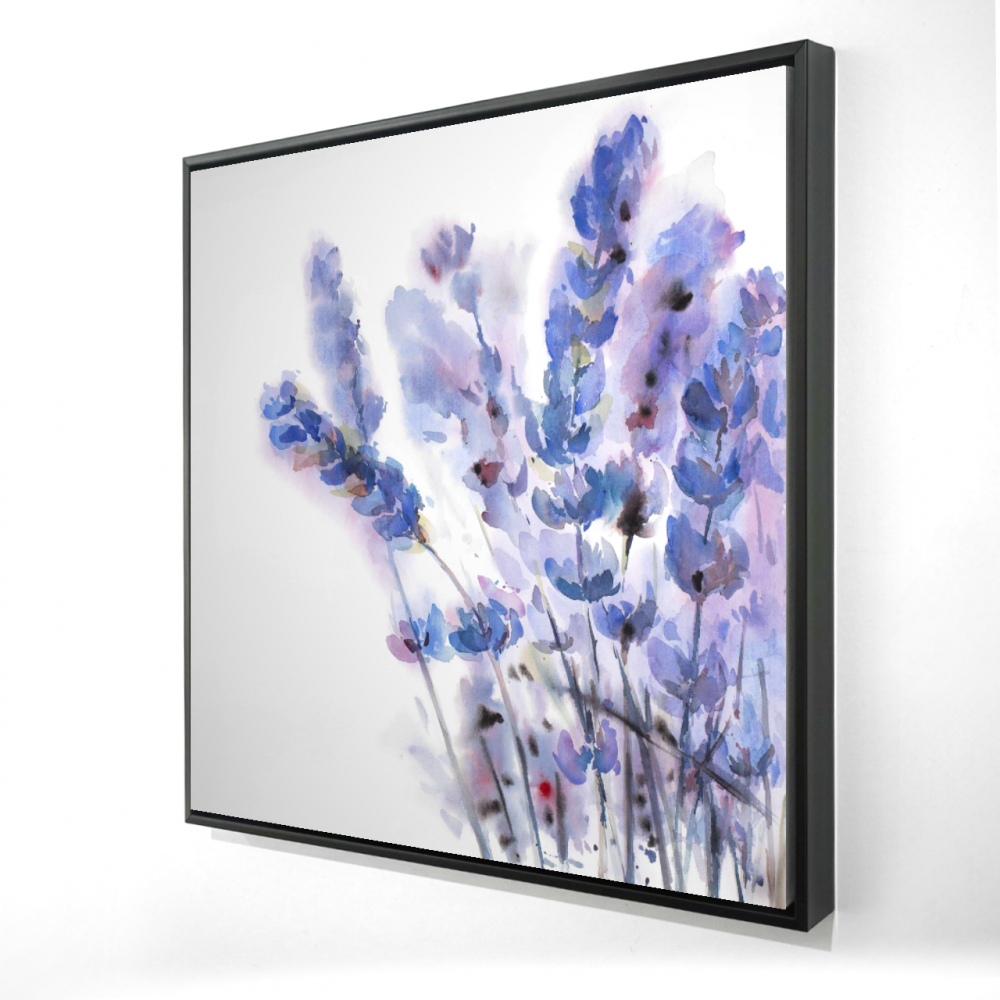 2081-3636-FL230 36 x 36 in. Watercolor Lavender Flowers - Rustic Framed Canvas Decor