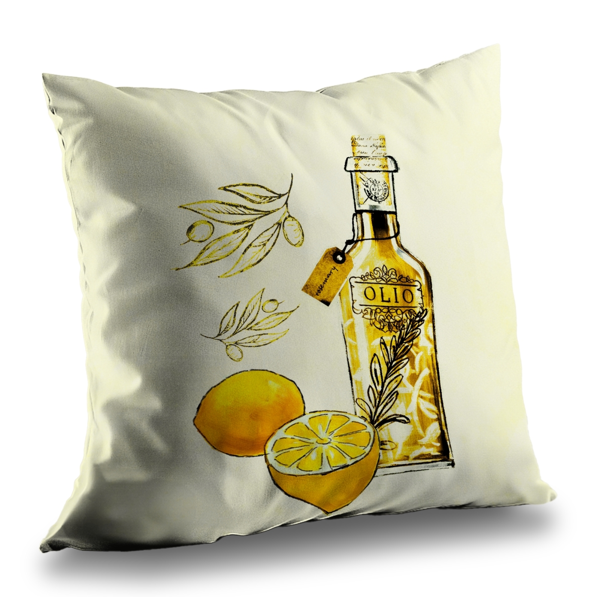 C1PC2626QB83MK 26 x 26 in. Olive Oil & Lemons Throw - Still Life Poly Twill Decor