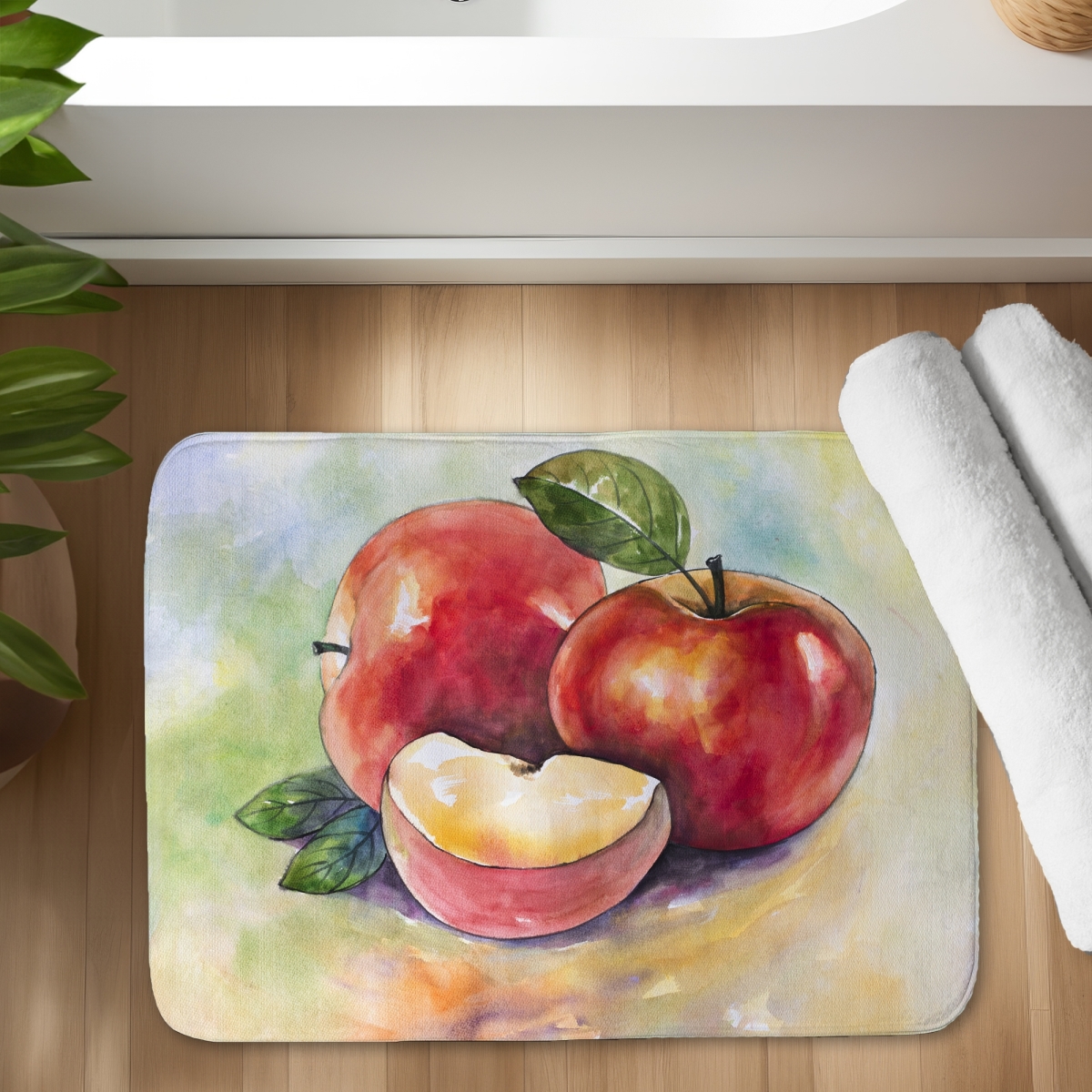 C1BM1724BIH70P 17 x 24 in. Succulent Apples Bath Mat - Food Still Life Home Decor