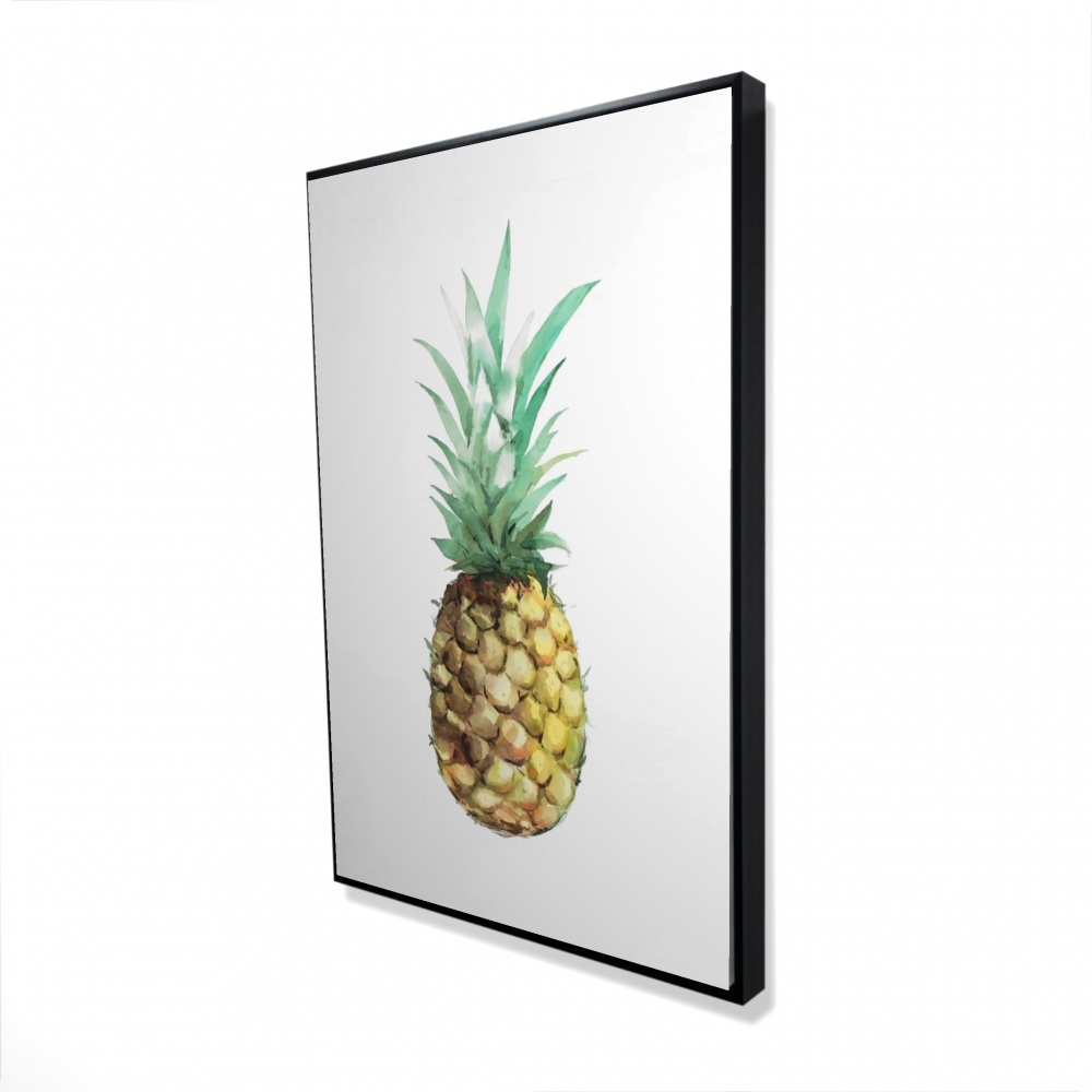 2081-3624-GA77 24 x 36 in. Watercolor Pineapple - Framed Canvas Still Life Kitchen Decor