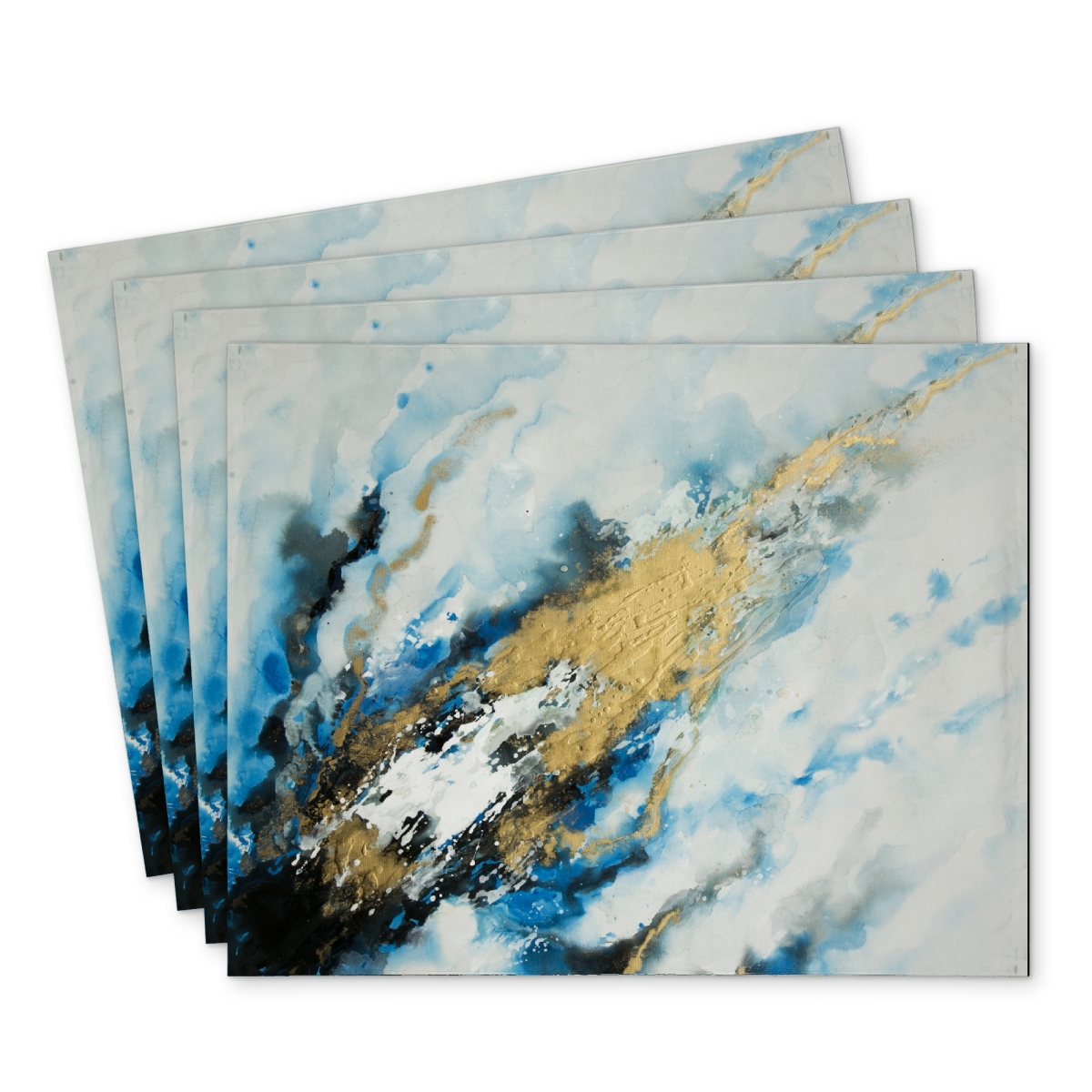 Picture of Begin Home Decor C4PP1418A35K9A 14 x 18 in. Blue & Gold Marble Polyester Placemat for Home Decor - Set of 4