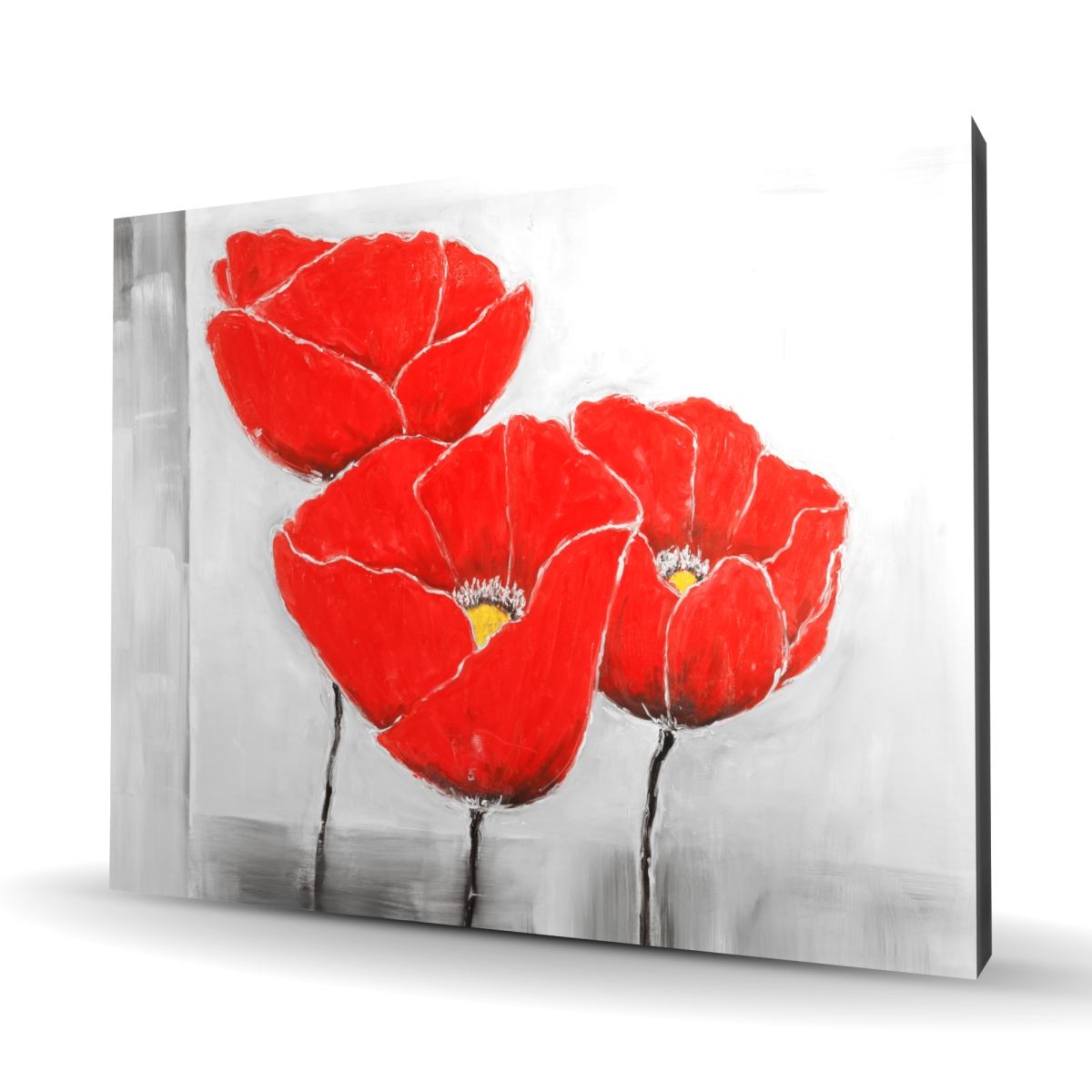 C1RC4860B3PLHO 48 x 60 in. Three Poppies - Modern Red Canvas for Home Decor, Art Print