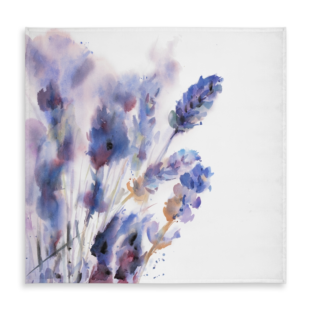 Picture of Begin Home Decor C1TC5858QS3SDB 58 x 58 in. Watercolor Lavender Flowers Tablecloth - Botanical Purple Decor
