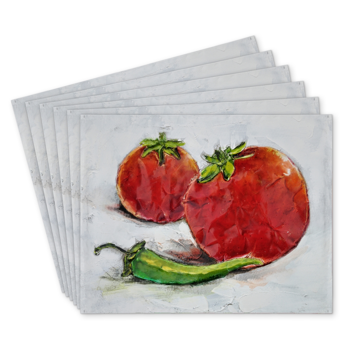 Picture of Begin Home Decor C6PP14188GI0GI 14 x 18 in. Tomatoes with Jalapeno Polyester Placemat - Home Decor Accent - Set of 6