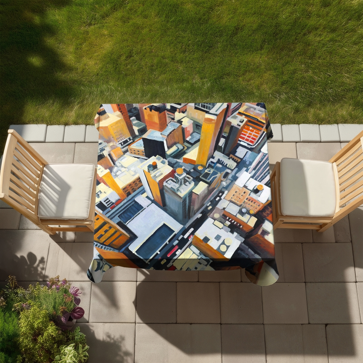 Picture of Begin Home Decor C1TC5858PFSUAG 58 x 58 in. Orange Industrial Tablecloth -   York Buildings Design