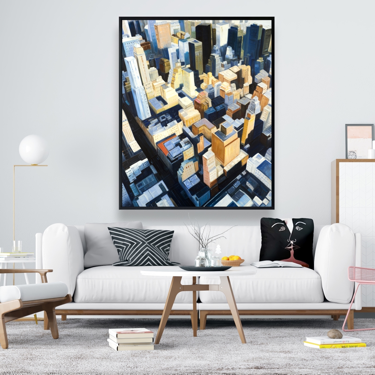 C1FC48600UC8HD 48 x 60 in. Manhattan View Empire State Building - Orange Cities Canvas