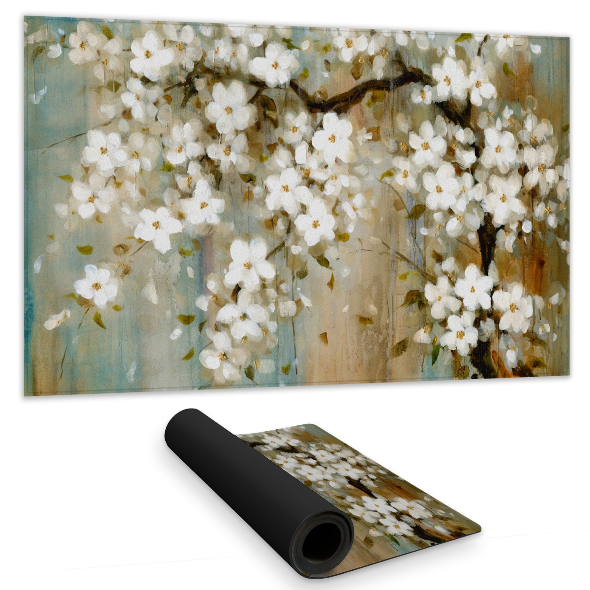 C1DM1424EUQTSY 14 x 24 in. Relaxing Cherry Blossoms - Asian Gaming Mat for Home Decor