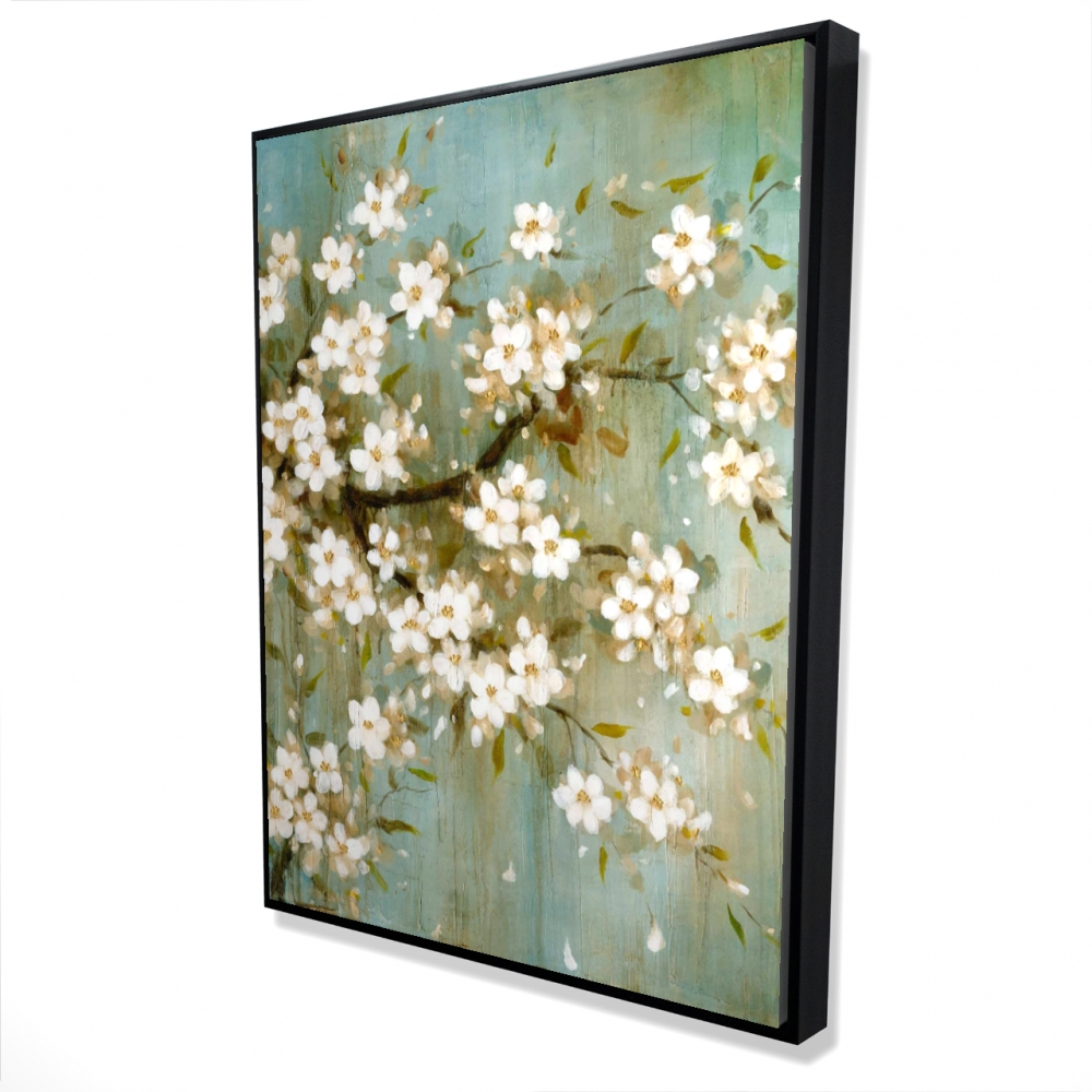 2081-4836-FL80 36 x 48 in. White Cherry Blossom - Romantic Beige Framed Canvas Art