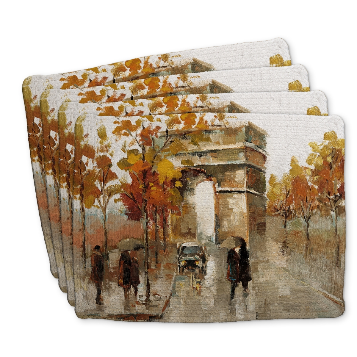 Picture of Begin Home Decor C4BP1418AUXX8X 14 x 18 in. Arc De Triomphe in Autumn - Braided Polyester Placemat - Home Decor - Set of 4