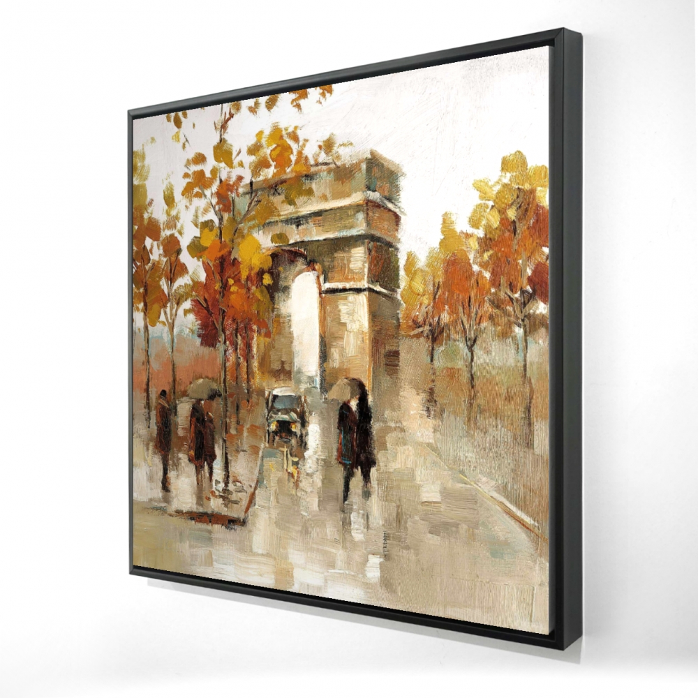 2081-3636-CI7 36 x 36 in. Arc De Triomphe in Autumn - Orange Framed Canvas Decor
