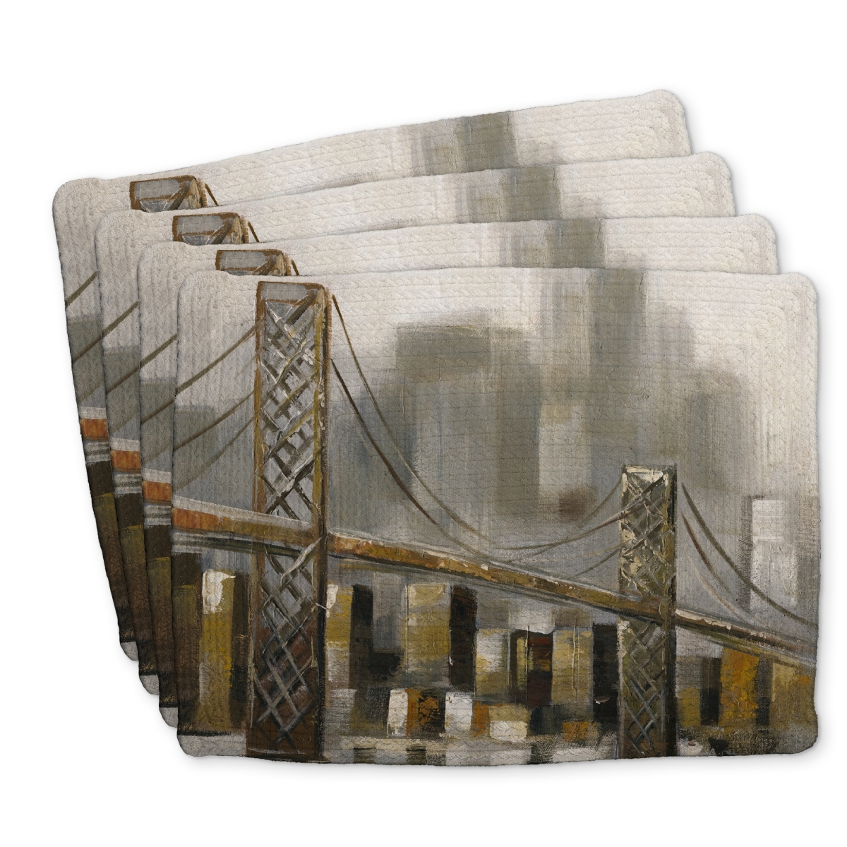 Picture of Begin Home Decor C4BP1418VMGY5E 14 x 18 in. Bridge By a Cloudy Day - Braided Polyester Placemat for Home Decor - Set of 4