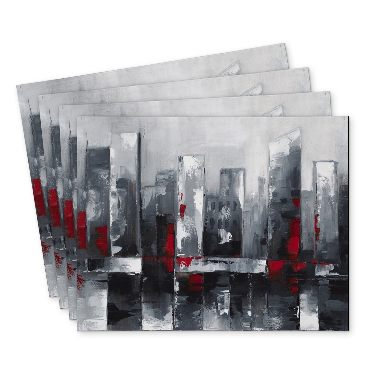 Picture of Begin Home Decor C4PP141842Y6BR 14 x 18 in. Abstract Cityscape Polyester Placemat - Home Decor Accent - Set of 4