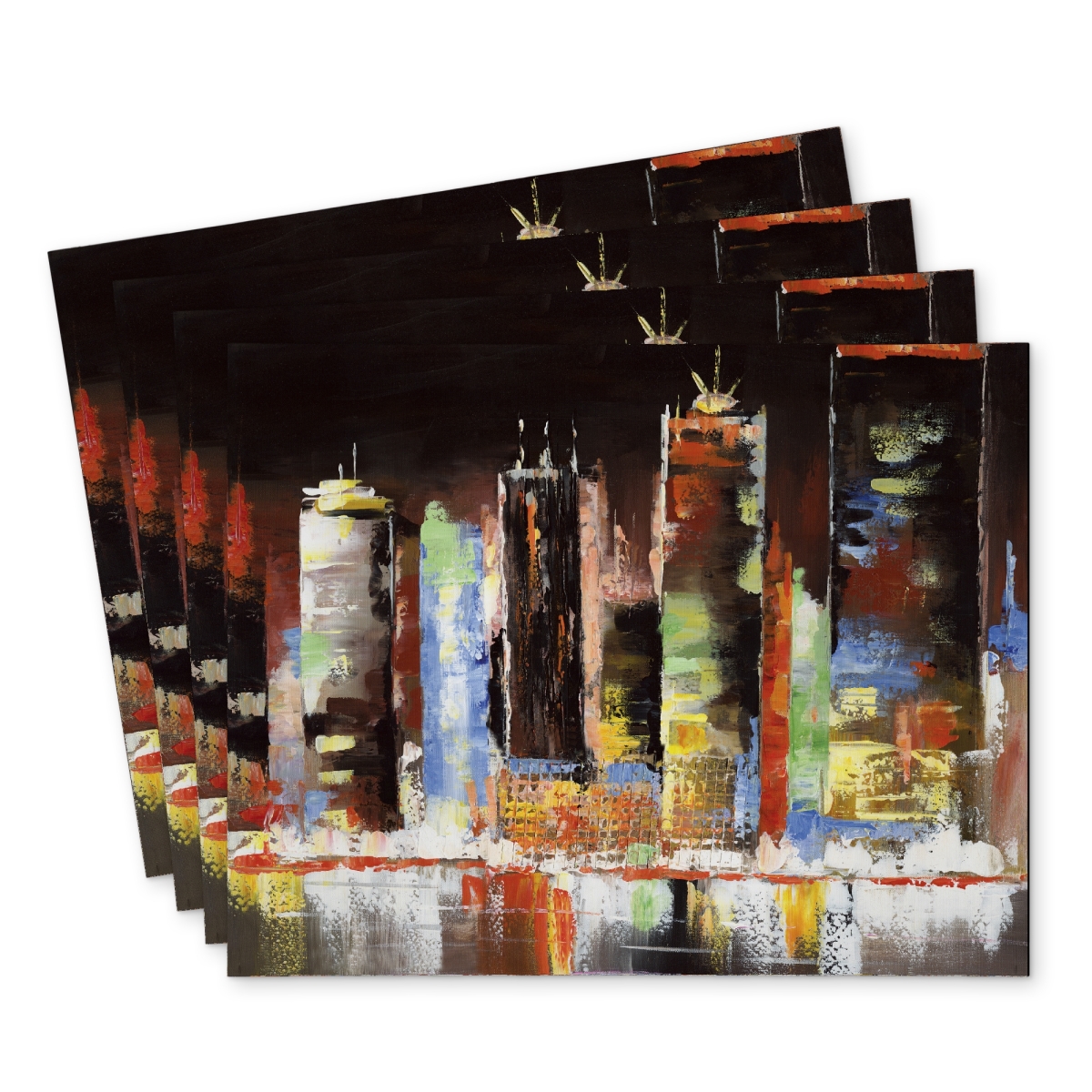 Picture of Begin Home Decor C4PP14183Q8DU5 14 x 18 in. Cityscape By Night - Polyester Placemat for Home Decor - Set of 4