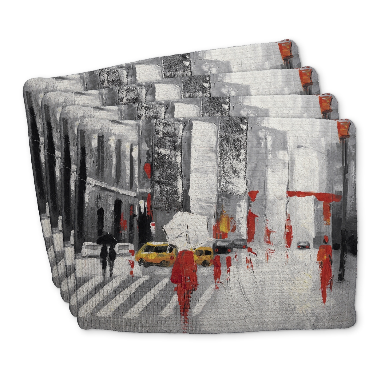 Picture of Begin Home Decor C4BP1418VY9S3B 14 x 18 in. Abstract Cloudy City Street Braided Polyester Placemat - Home Decor - Set of 4