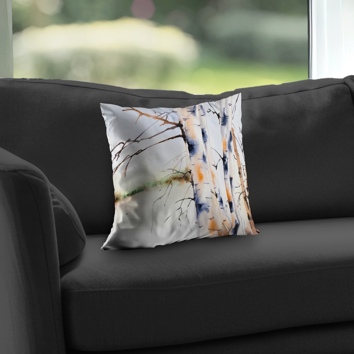 C1PC141476L57I 14 x 14 in. Birches Trunks - Bedroom Trees Poly Twill Throw for Home Decor