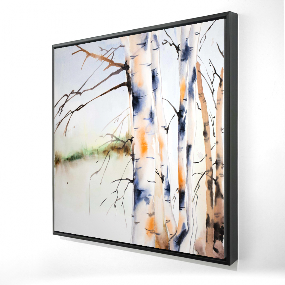 2081-3636-LA132 36 x 36 in. Birches Trunks - Framed Canvas for Office Landscapes Decor