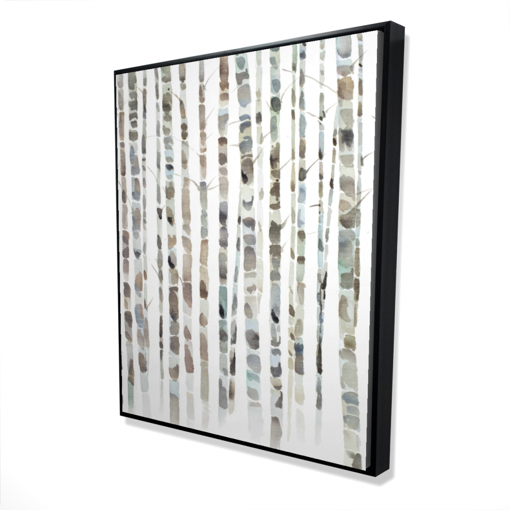 2081-6048-LA134 48 x 60 in. Watercolor Birch Tree Forest - Brown Framed Canvas