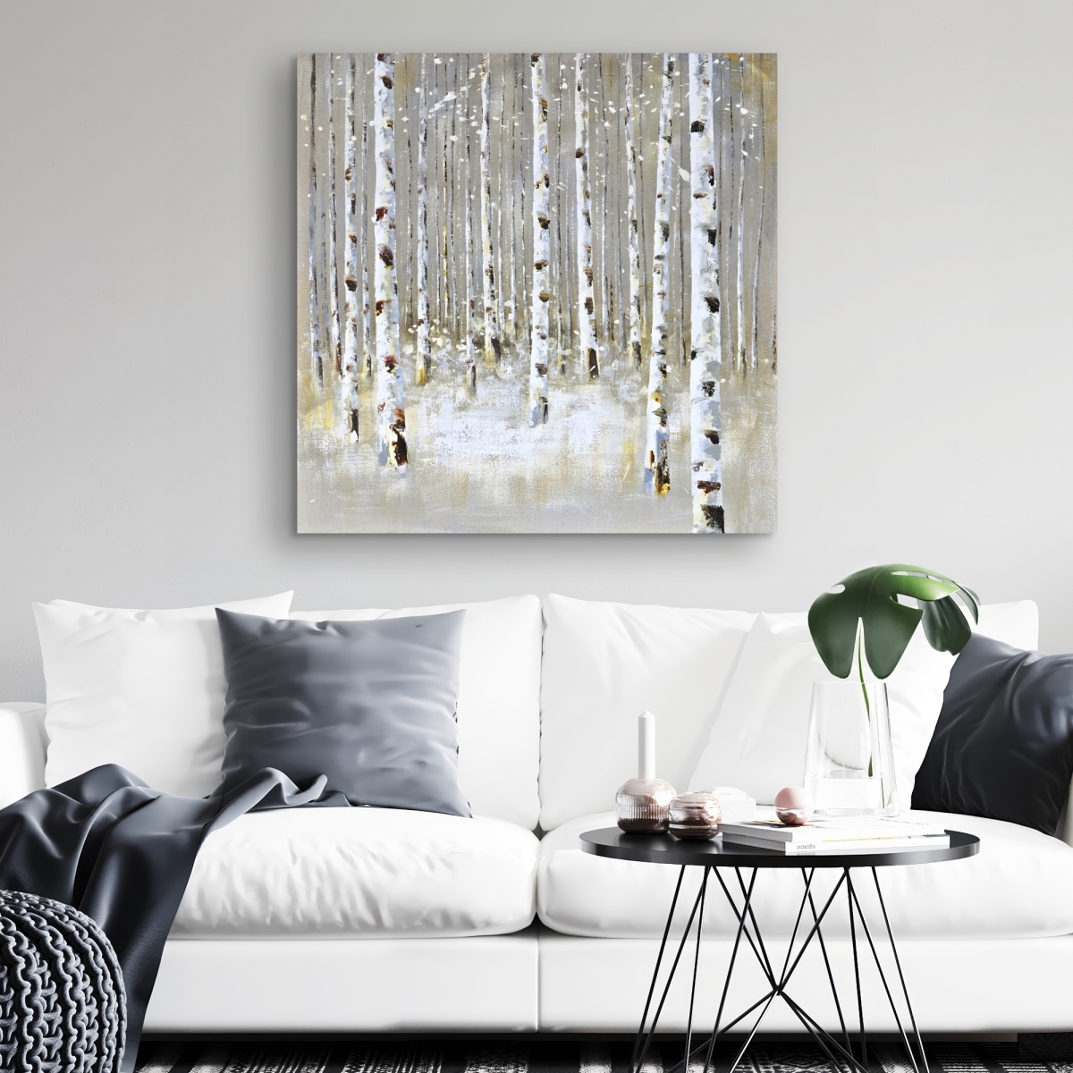 C1RC3232B1XPLO 32 x 32 in. Birch Forest By Winter - Snow Canvas for Home Decor
