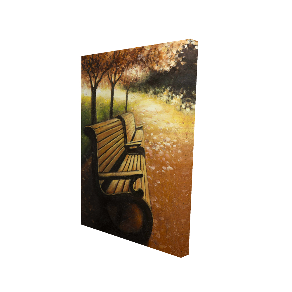 2080-3624-LA35 24 x 36 in. Park Bench on a Fall Day - Brown Landscapes Canvas Decor