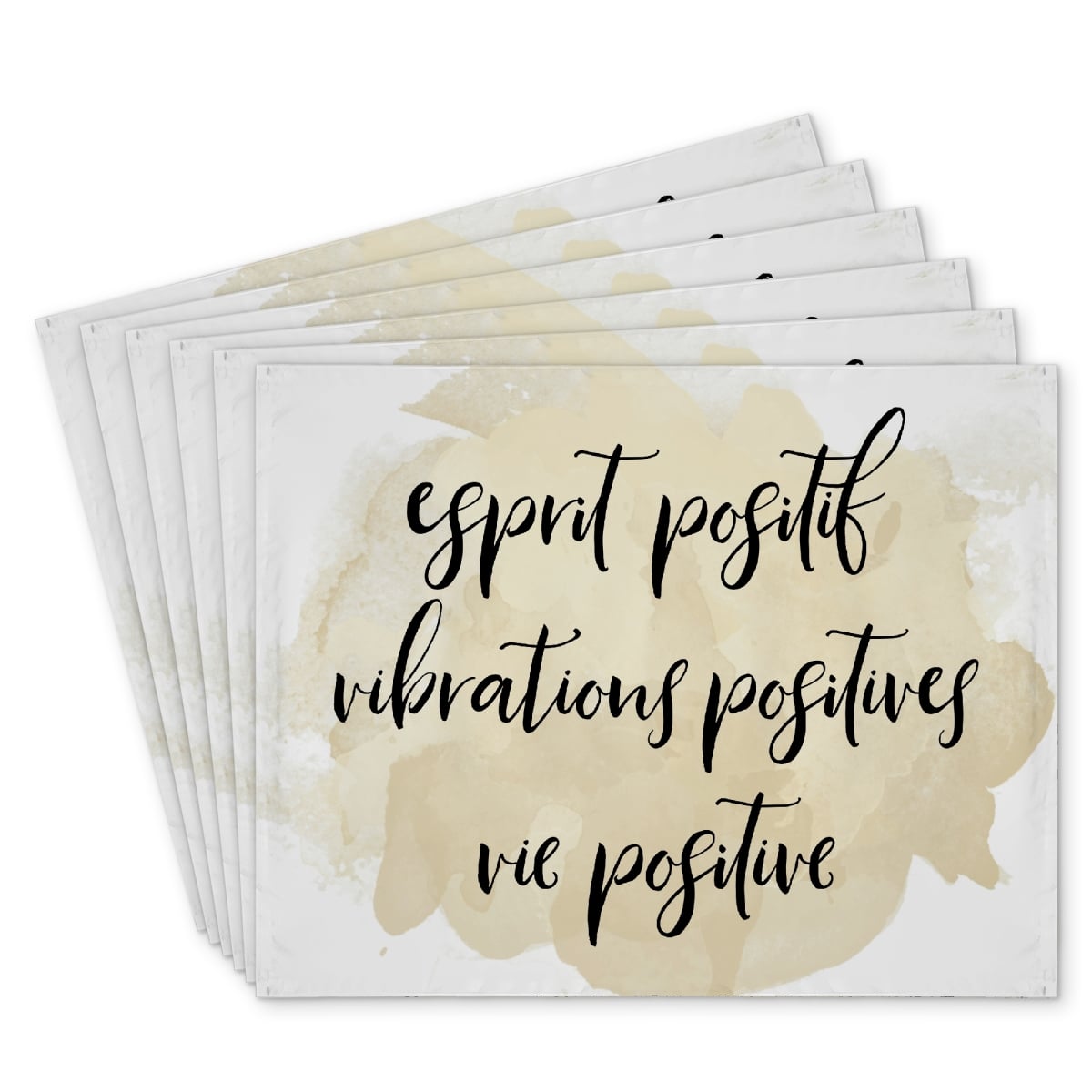 Picture of Begin Home Decor C6PP14186YIBH6 14 x 18 in. Esprit Positif Vibrations Positives - Polyester Placemat - Home Decor - Set of 6