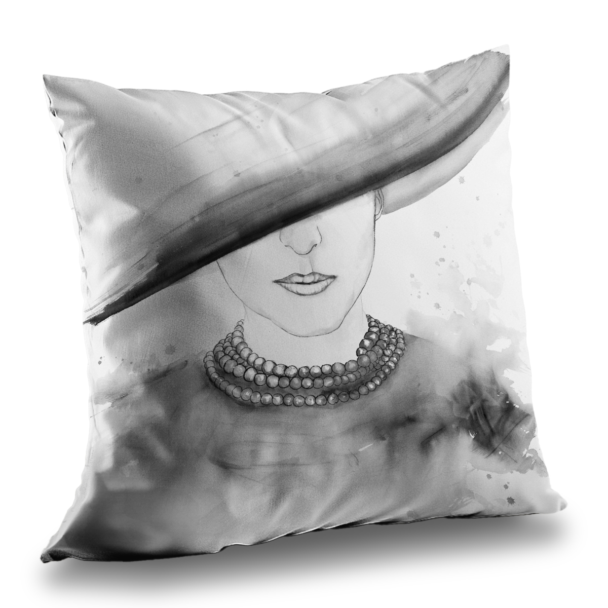 C1PC1414PPLN1W 14 x 14 in. Mysterious Lady with a Hat - Poly Twill Throw for Home Decor