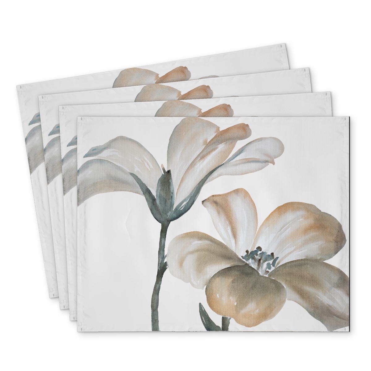 Picture of Begin Home Decor C4PP1418GK6DBG 14 x 18 in. Beautiful Desaturated Flowers Polyester Placemat - Home Decor - Set of 4