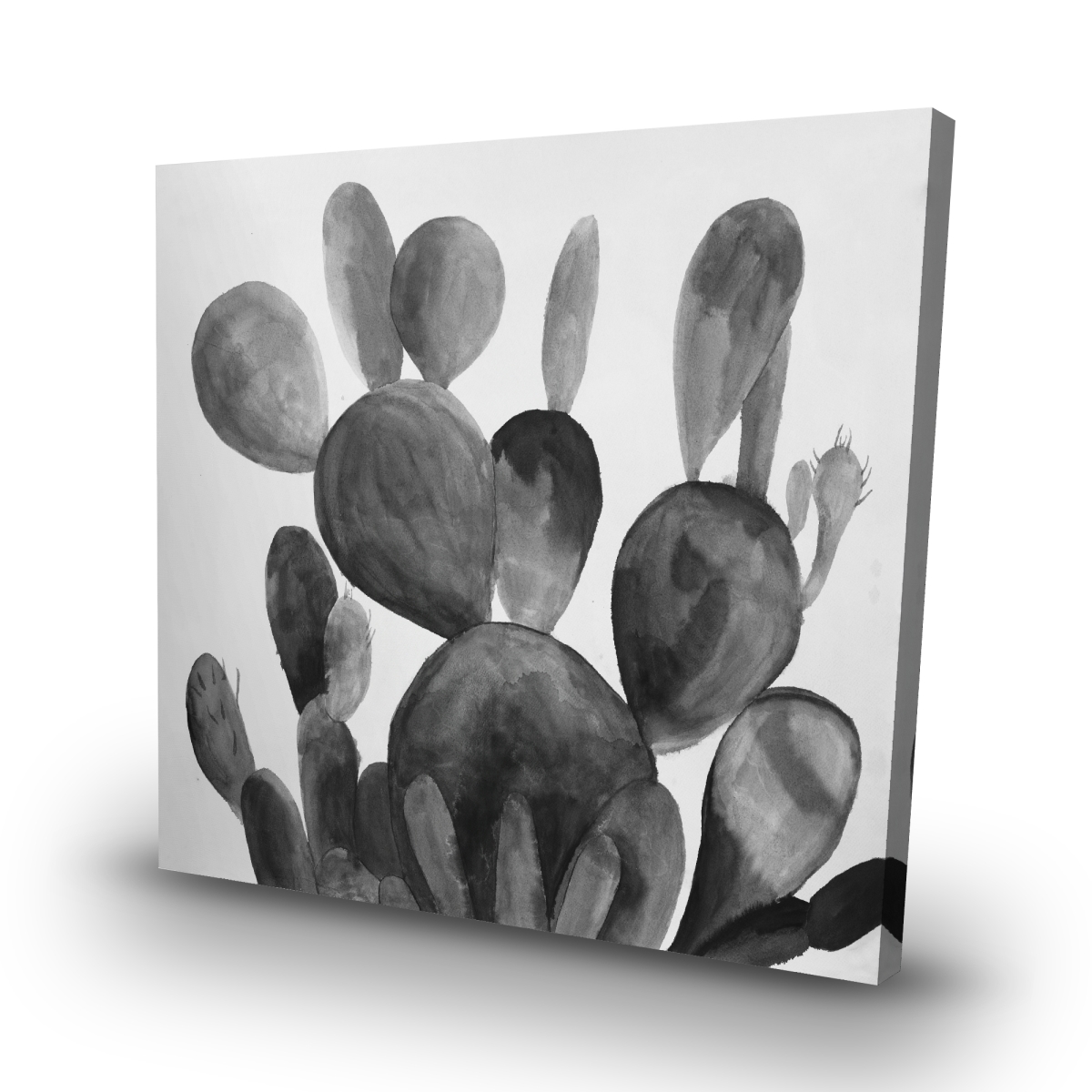 C1RC3232BHZ6JO 32 x 32 in. Grayscale Paddle Cactus Plant - Black & White Canvas Decor