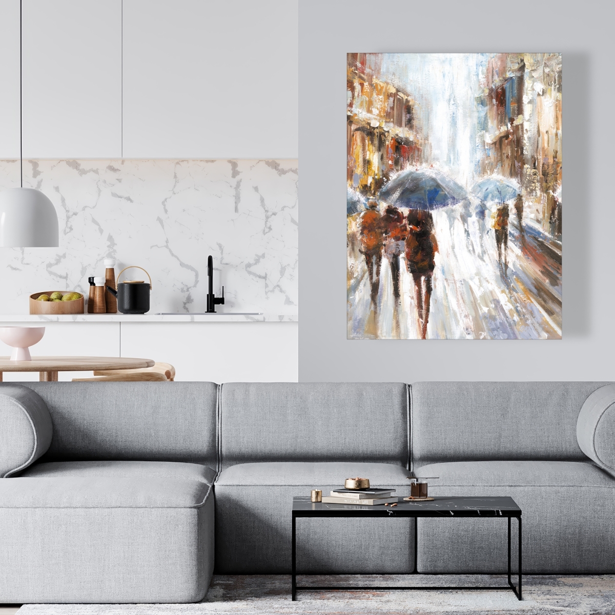 C1RC36486J794K 36 x 48 in. Abstract Passersby in the City - Brown Canvas Home Decor