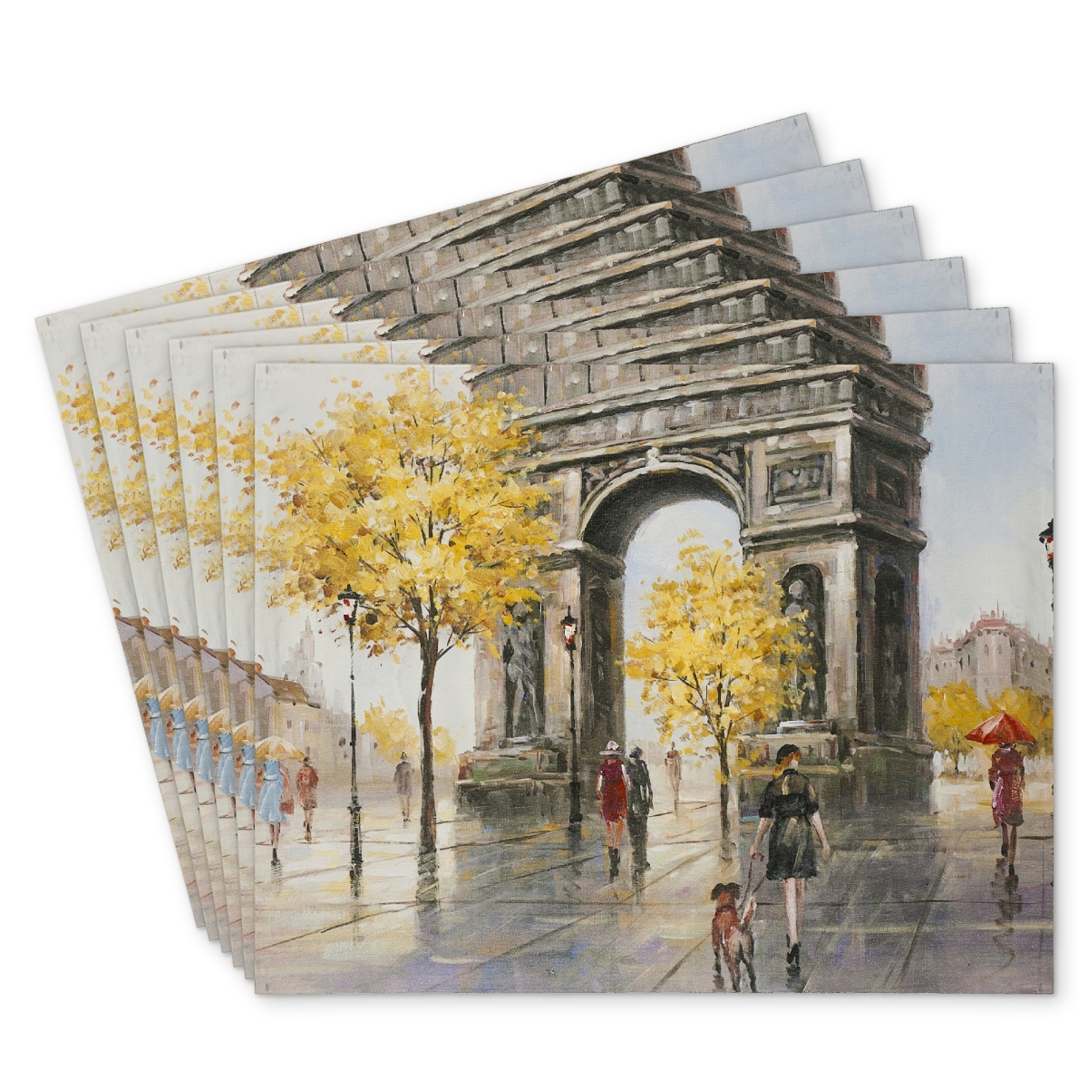 Picture of Begin Home Decor C6PP1418NZ2EYT 14 x 18 in. Arc De Triomphe To Paris Polyester Placemat - Home Decor - Set of 6